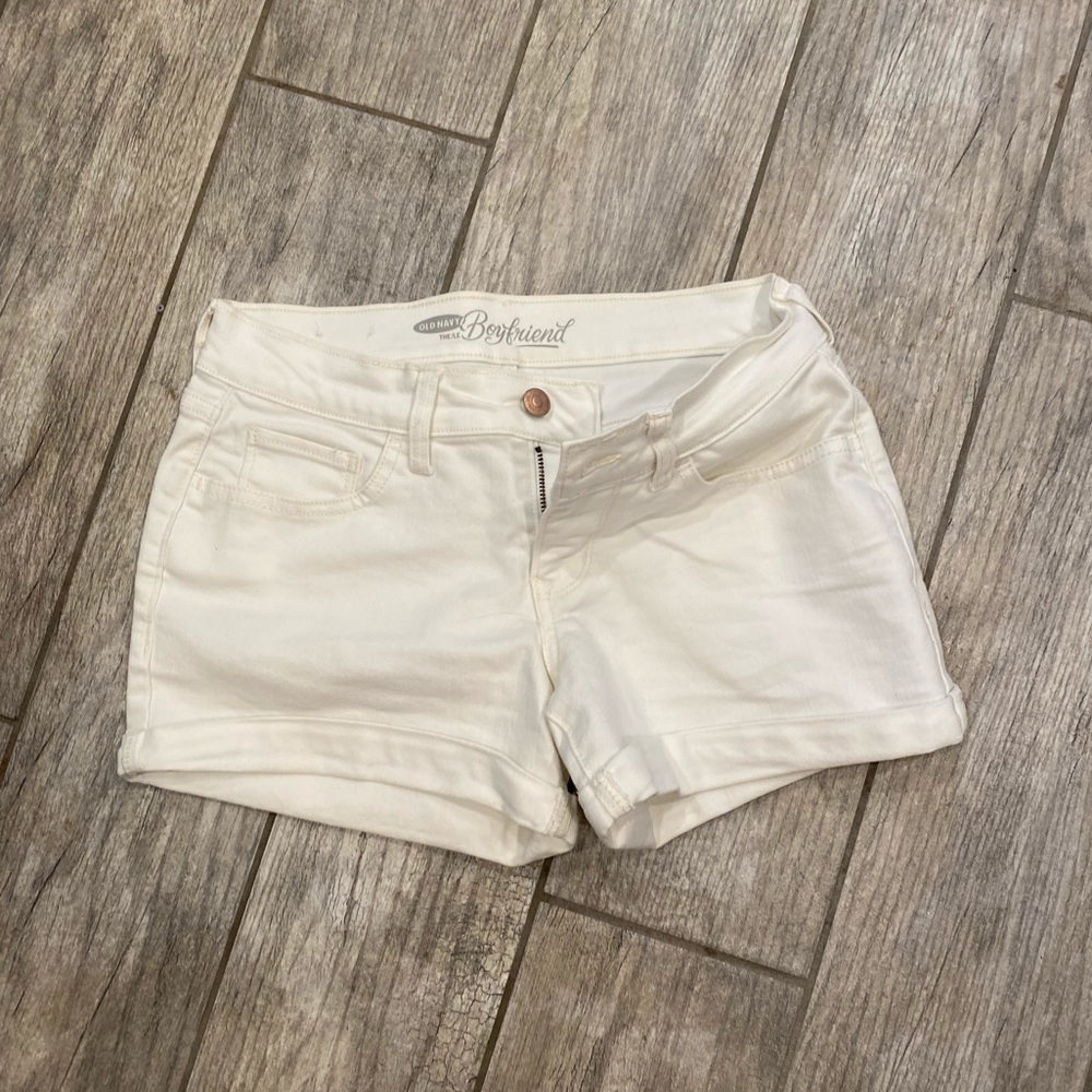 White Boyfriend Denim Shorts